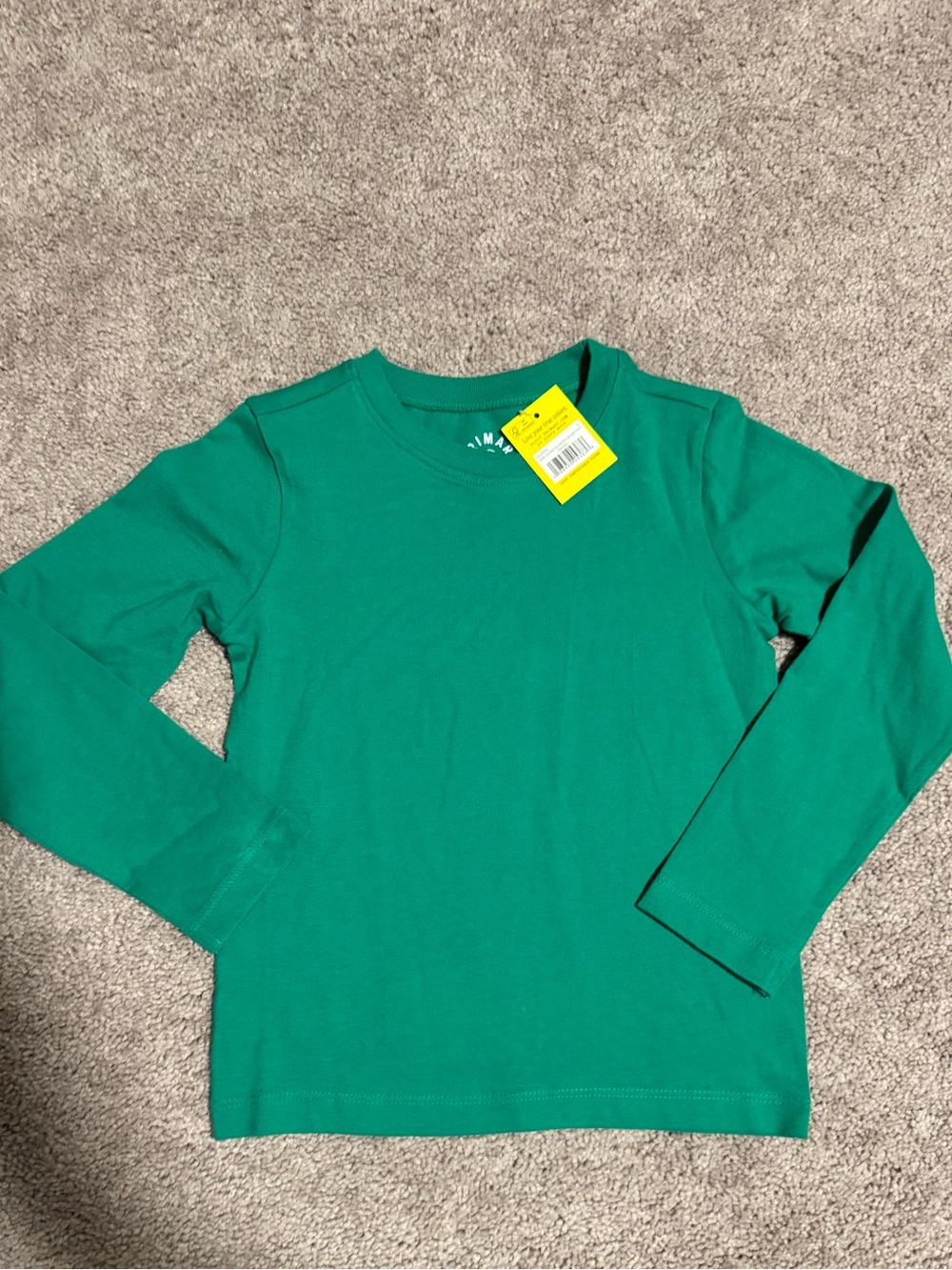 NWT Unisex Primary Kids green grass Long sleeve slim tee shirt 100% cotton 4T.